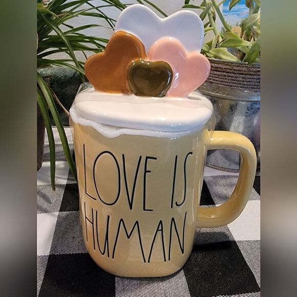 Brand New Love is Human Rae Dunn mug & top - Picture 1 of 3